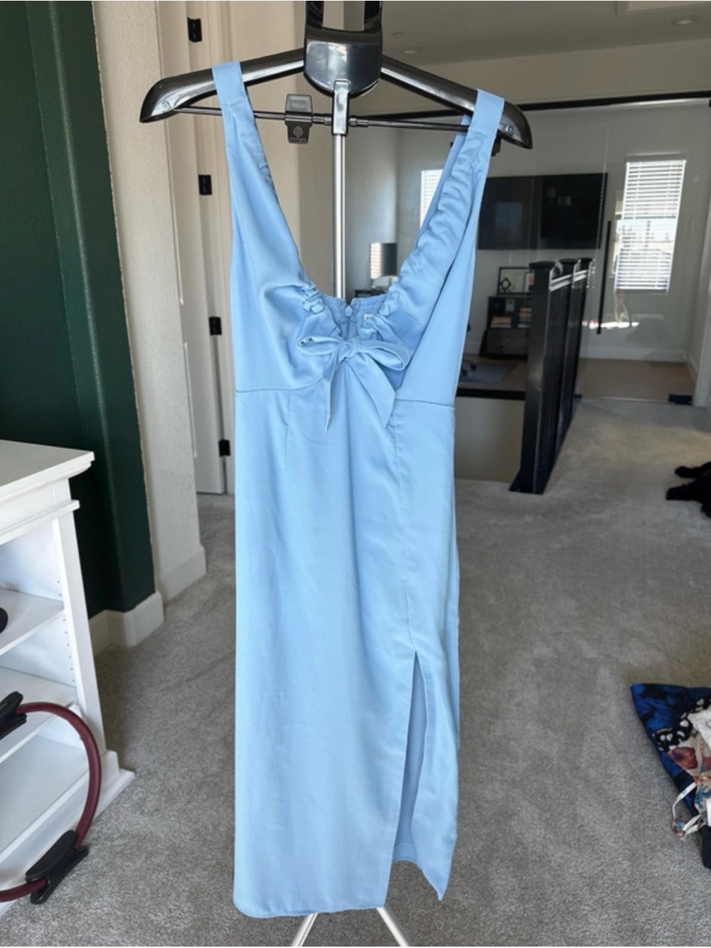 Abercrombie and fitch Light Blue adjustable Tie-Front Midi Dress